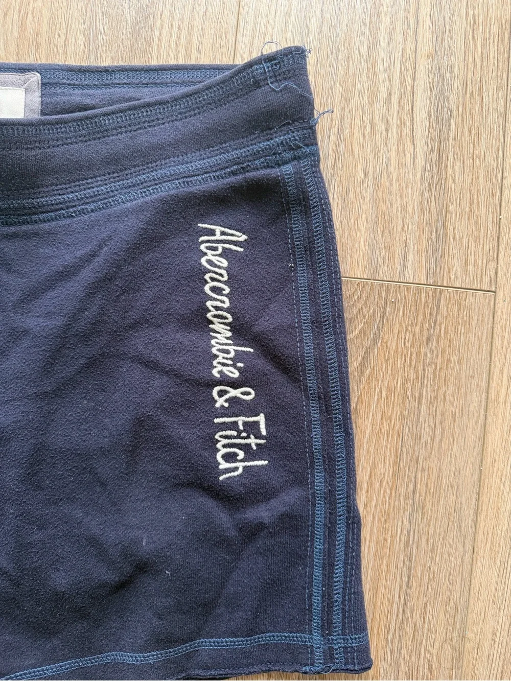 navy blue Abercrombie & Fitch fleece sweat shorts